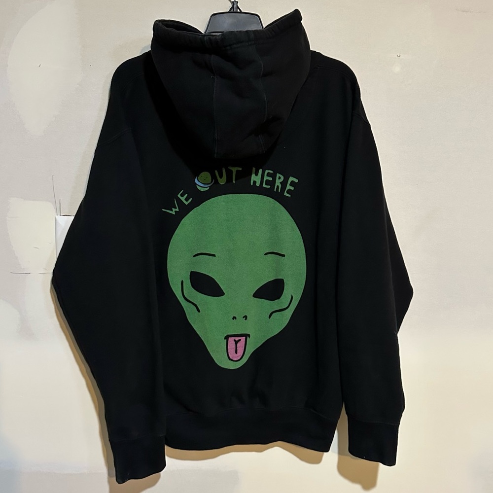 RIPNDIP We Out Here Alien Black Hoodie Skateboard Pullover Sweater Skater Size M